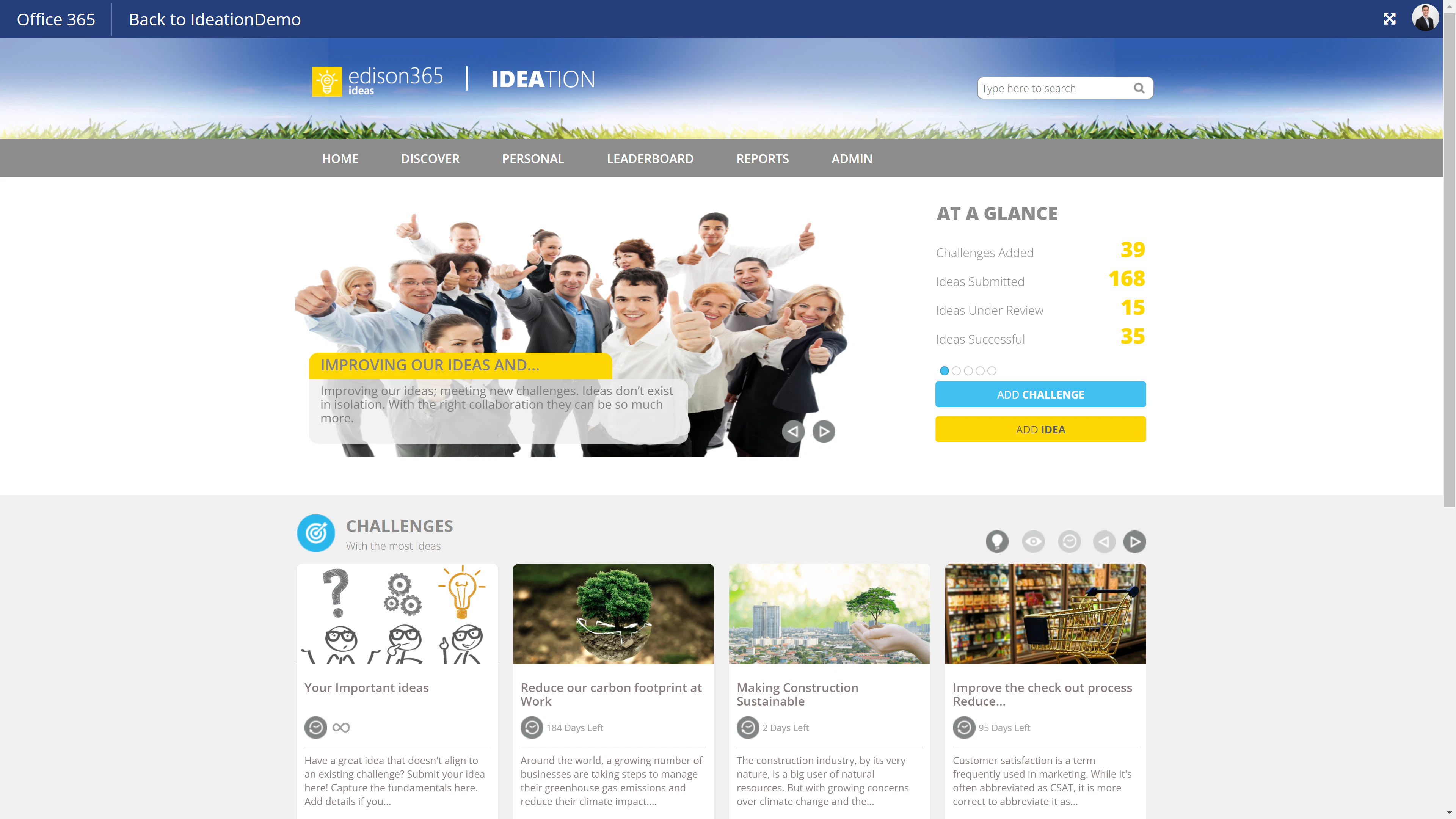screenshot of edison365 suite